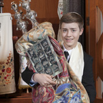 Nate, Bar Mitzvah photo with Torah