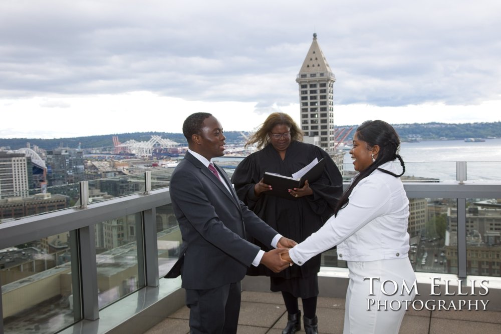 Gina and Allan have an elopement wedding at the Seattle Municipal Courthouse