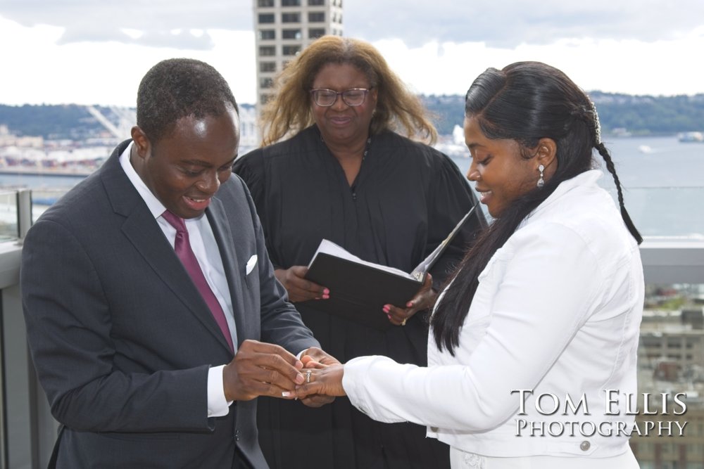 Gina and Allan have an elopement wedding at the Seattle Municipal Courthouse