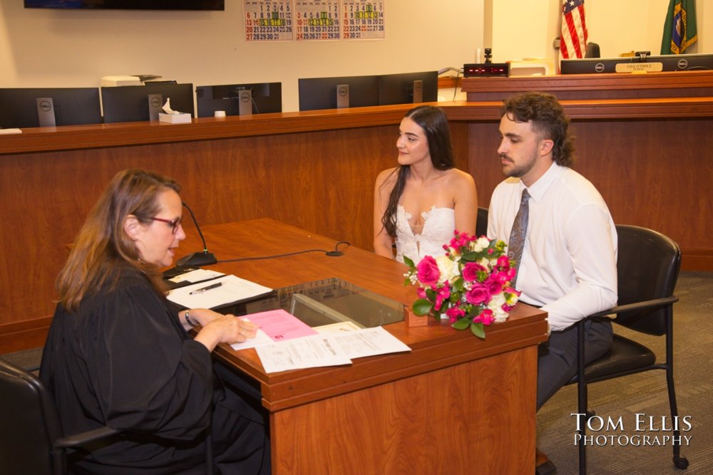 Rafeala & Jessie had an elopement wedding at the Bellevue Courthouse. Tom Ellis Photography, Seattle elopement photographer