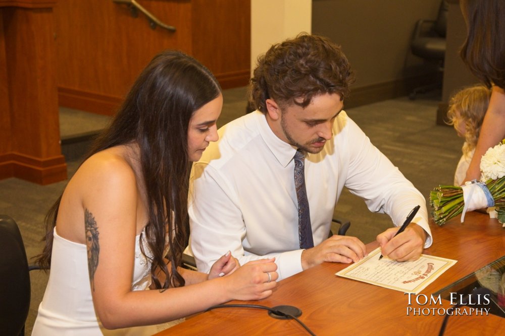 Rafeala & Jessie had an elopement wedding at the Bellevue Courthouse. Tom Ellis Photography, Seattle elopement photographer