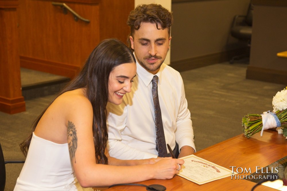 Rafeala & Jessie had an elopement wedding at the Bellevue Courthouse. Tom Ellis Photography, Seattle elopement photographer