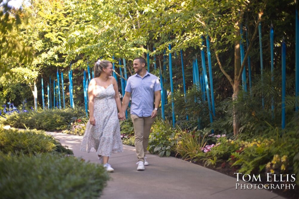 Ryan proposed to Ashley at the Chihuly Garden and Glass in Seattle. Tom Ellis Photography, Seattle proposal and engagement photographer