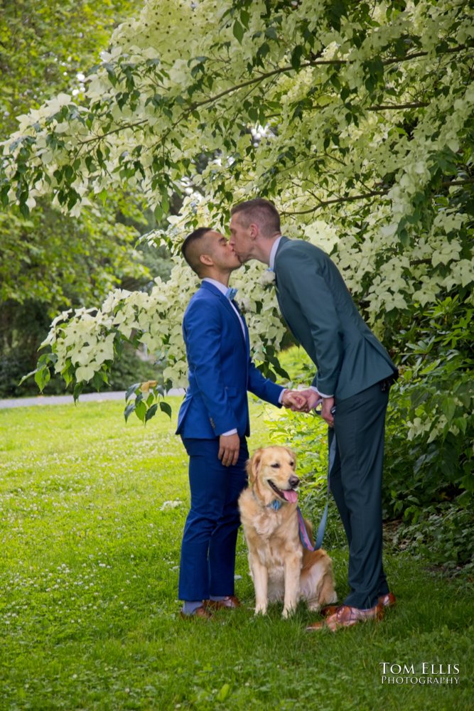 Amado and Ryan's same-sex wedding ceremony at Spinasse restaurant in Seattle