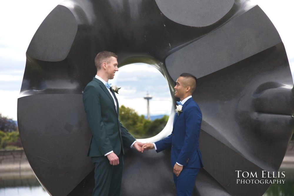 Amado and Ryan's same-sex wedding ceremony at Spinasse restaurant in Seattle