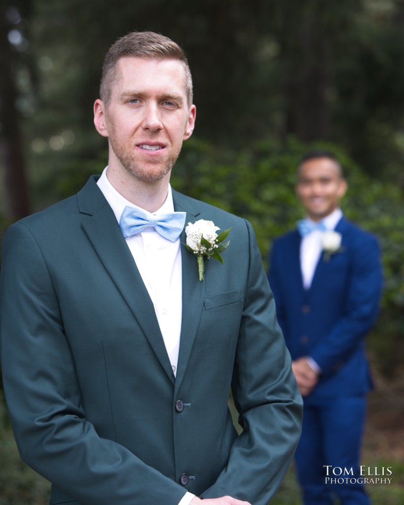 Amado and Ryan's same-sex wedding ceremony at Spinasse restaurant in Seattle