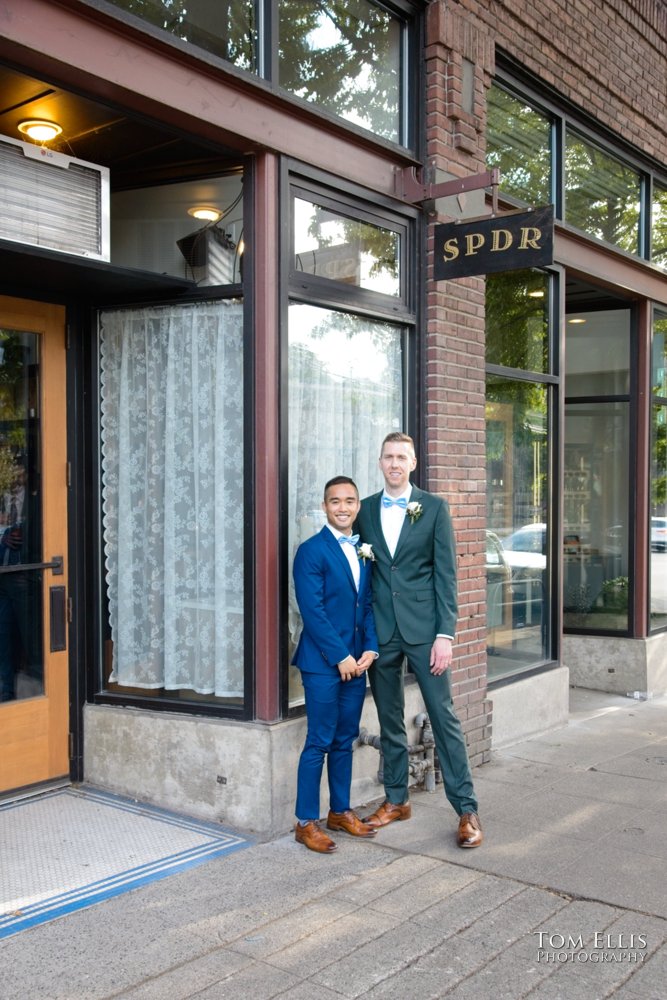 Amado and Ryan's same-sex wedding ceremony at Spinasse restaurant in Seattle