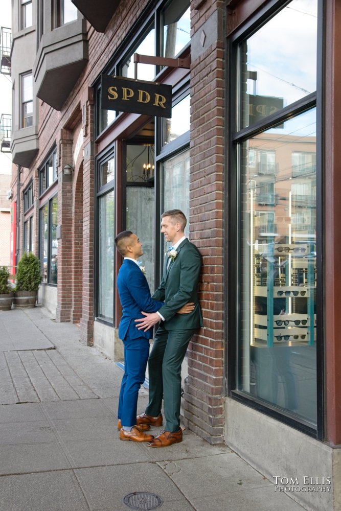 Amado and Ryan's same-sex wedding ceremony at Spinasse restaurant in Seattle