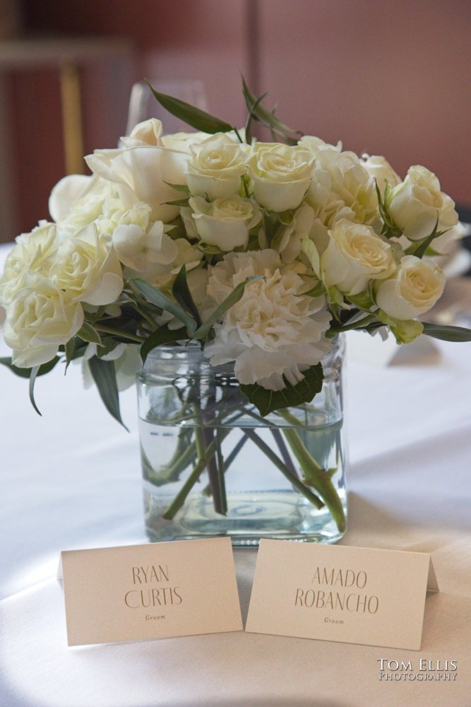 Amado and Ryan's same-sex wedding ceremony at Spinasse restaurant in Seattle