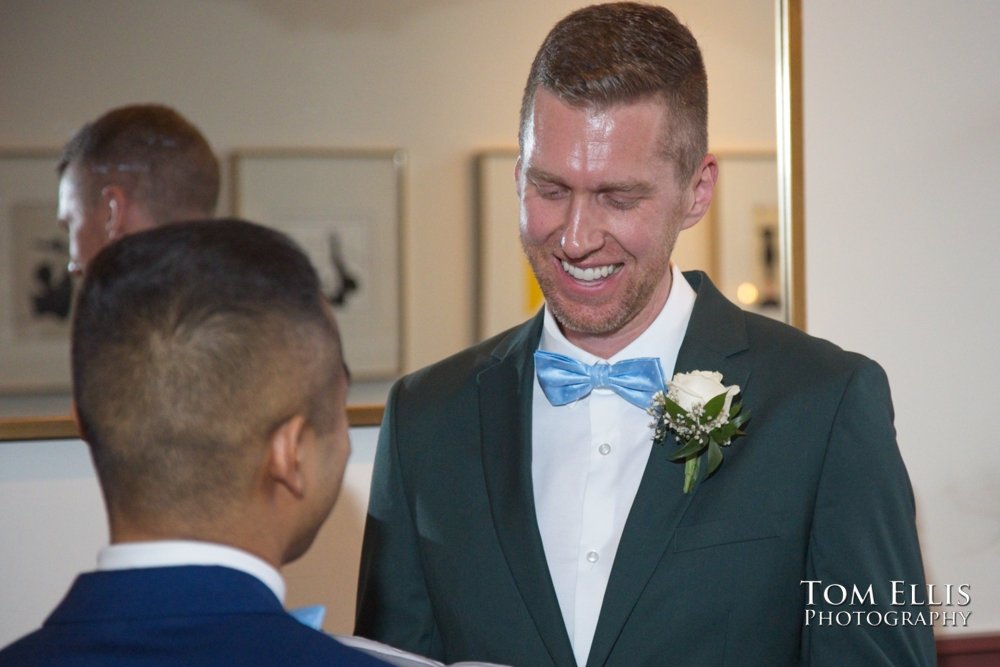 Amado and Ryan's same-sex wedding ceremony at Spinasse restaurant in Seattle