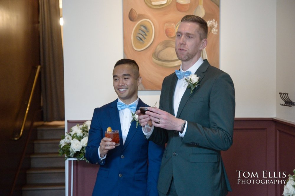 Amado and Ryan's same-sex wedding ceremony at Spinasse restaurant in Seattle