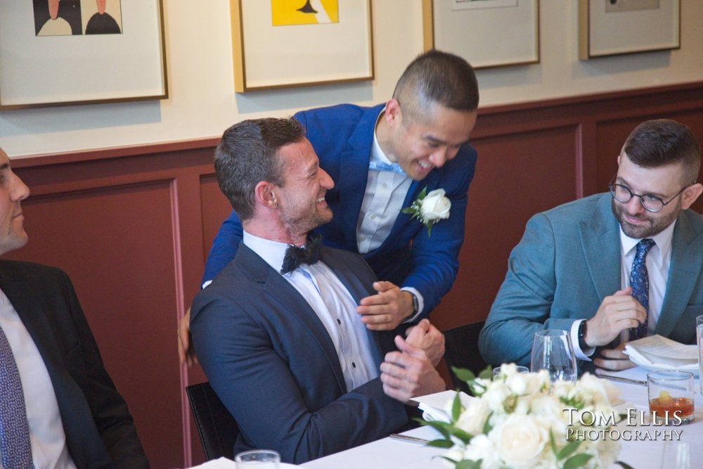 Amado and Ryan's same-sex wedding ceremony at Spinasse restaurant in Seattle