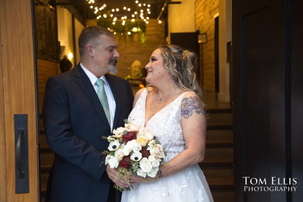 Alison and Nate had a wonderful late-Autumn wedding at the Hideaway Cellars in Seattle. Tom Ellis Photography, Seattle wedding photographer