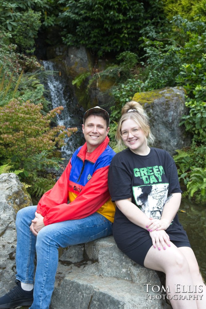 Sam's marriage proposal to Kristin in the Kubota Garden. Tom Ellis Photography, Seattl