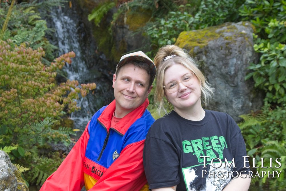 Sam's marriage proposal to Kristin in the Kubota Garden. Tom Ellis Photography, Seattl