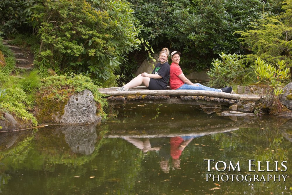 Sam's marriage proposal to Kristin in the Kubota Garden. Tom Ellis Photography, Seattle engagement photographer